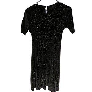 JUSTICE - Velvet Babydoll Dress with Gold Sparkles in Black - Girl's Size 14